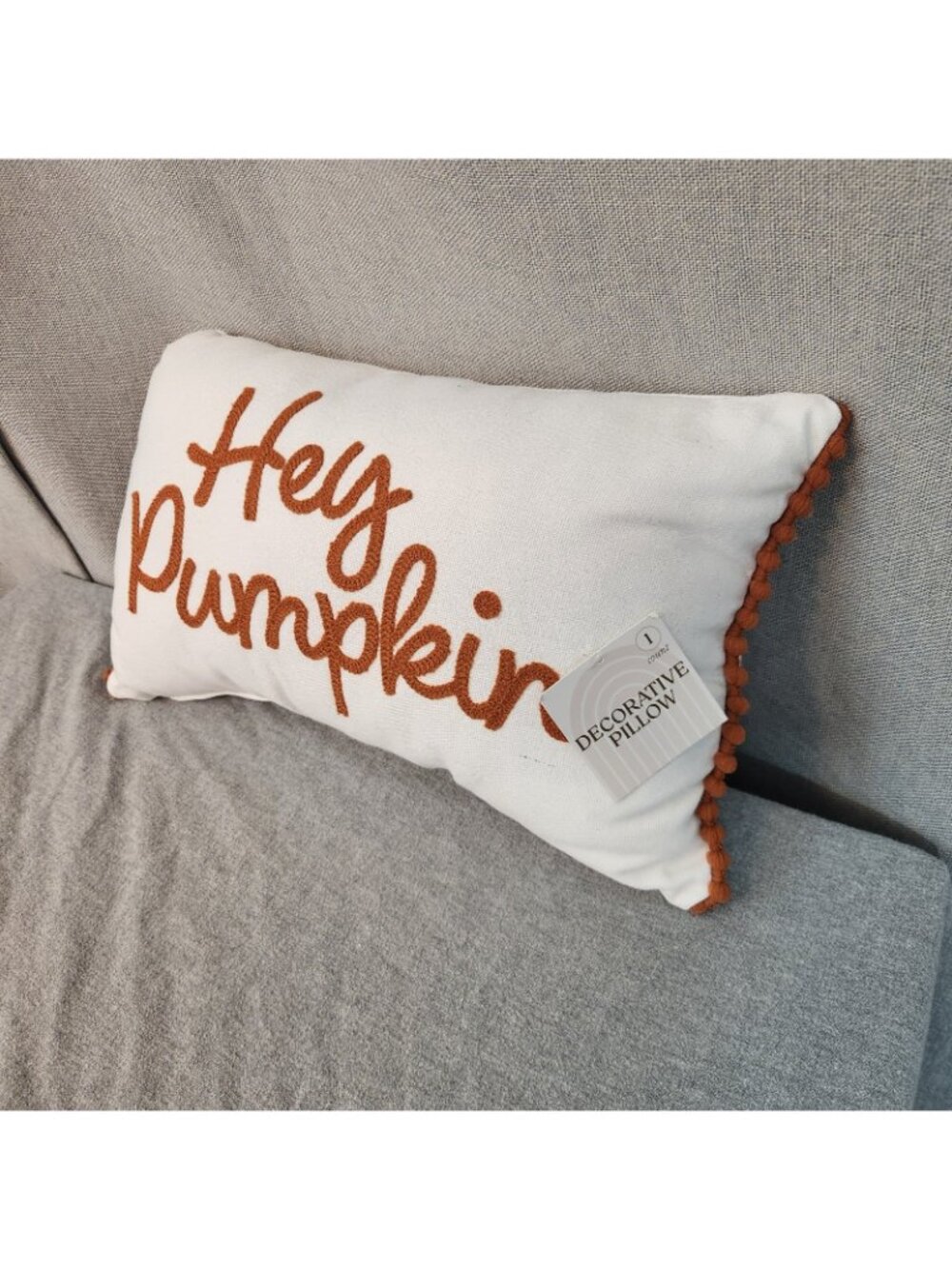 Hey Pumpkin Fall Autumn Decorative Pillow Home Decor Accent 14.5" x 9" x 4" New - Picture 3 of 6